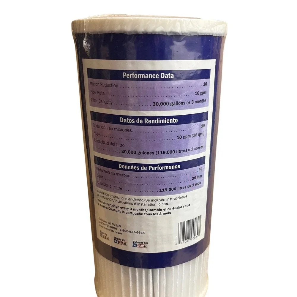 OmniFilter RS6 Pleated Polyester Water Filter Cartridge 30 Micron 10 GPM New